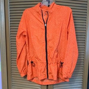Orange Tribal Print Windbreaker Jacket (size: M)